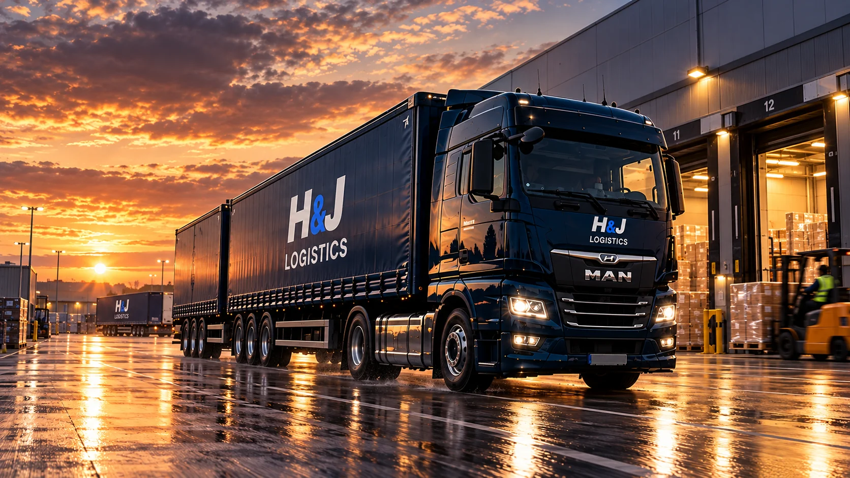 H&J Logistics Sattelzug auf der Autobahn – Symbolbild